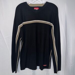 UNIONBAY Black and Tan V-Neck Sweater